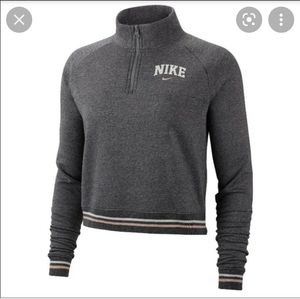Nike Varsity Fleece Cropped Pullover Henley Zip NWT